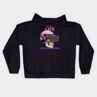 Real life is overrated; Gamer t-shirt Kids Hoodie